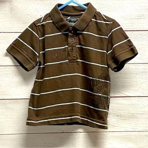 2T Boys Quiksilver Brown and Gray Stripped Polo Shirt